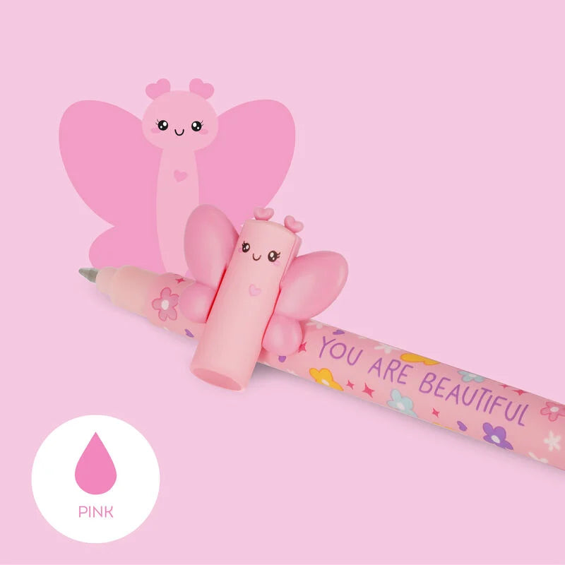 CANETA TINTA APAGÁVEL COR ROSA BORBOLETAS COLEÇÃO LEGAMI